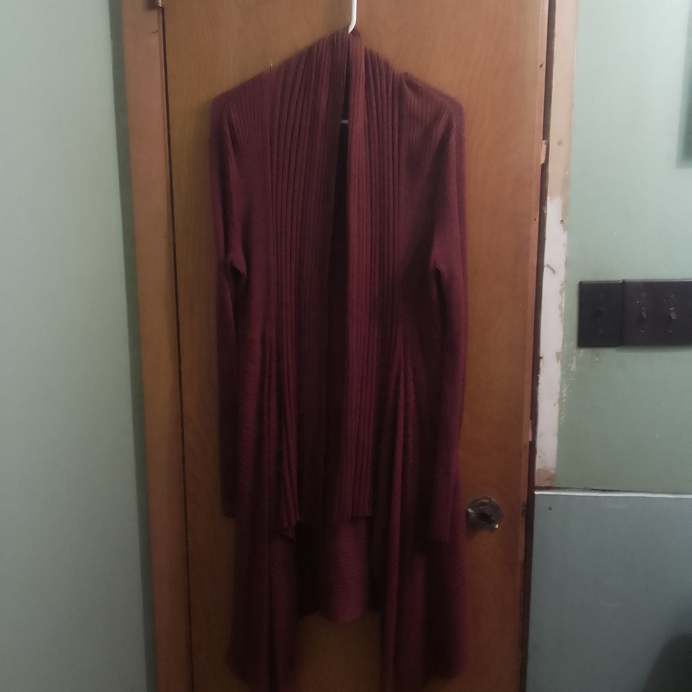 Apt. 9 Women's Maroon  Open Front Long Boho Cardigan Lightweight Sweater‎ Size M